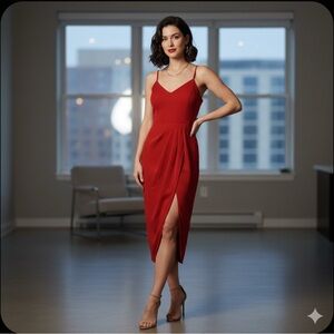 Lulu's Vibrant Red Midi Dress